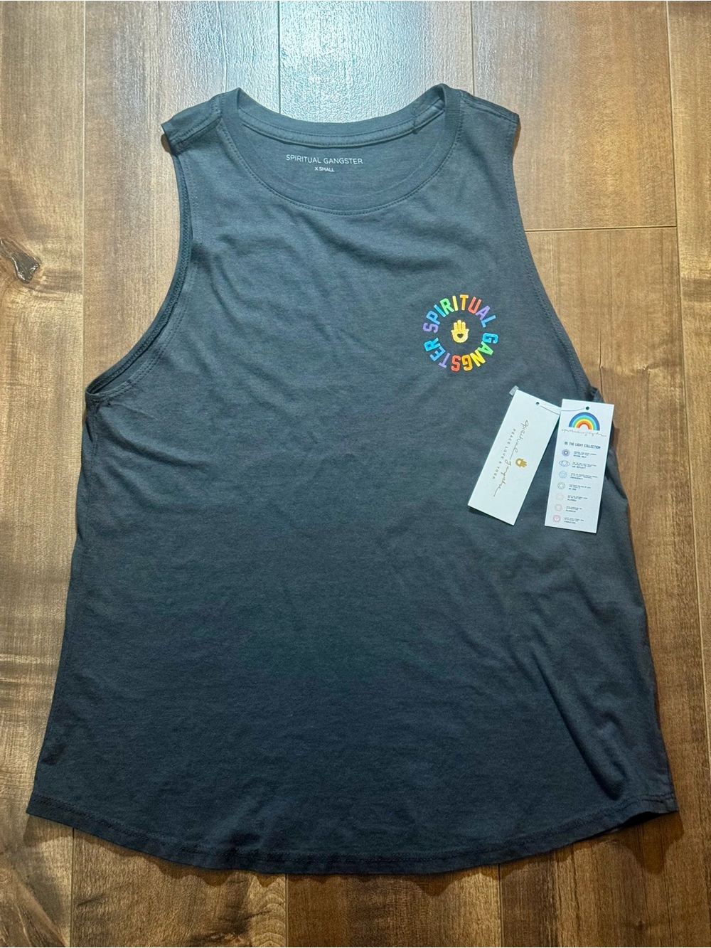 Spiritual Gangster Black Rainbow Logo Tank Top